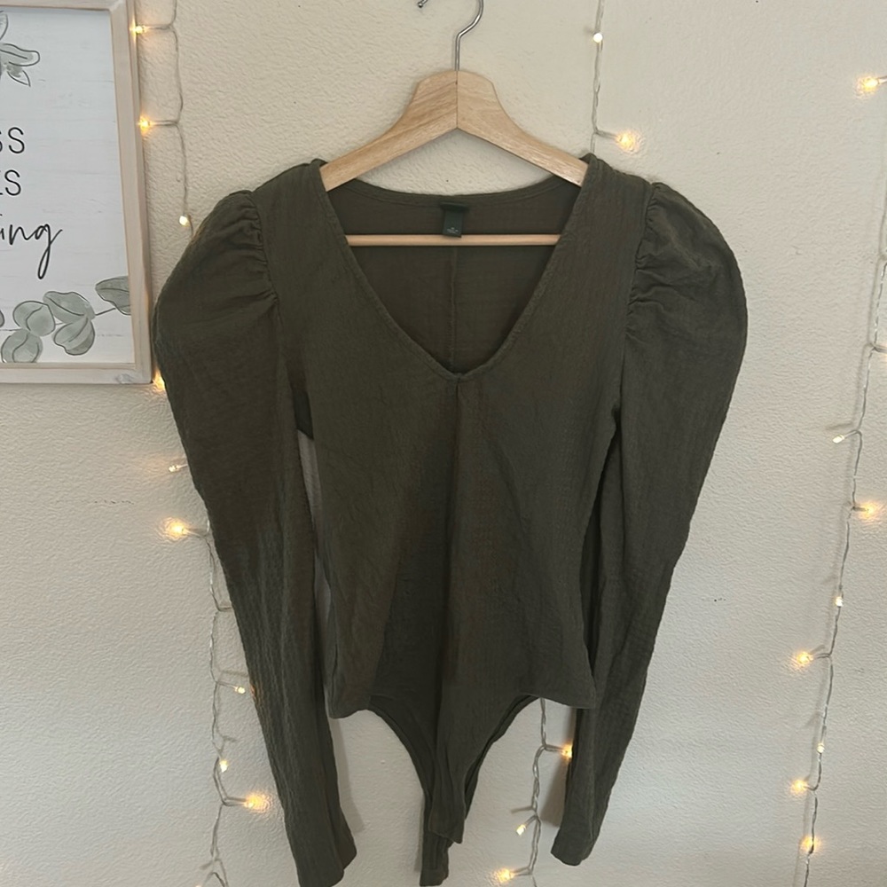 Wild Fable New Green Long Sleeve Bodysuit